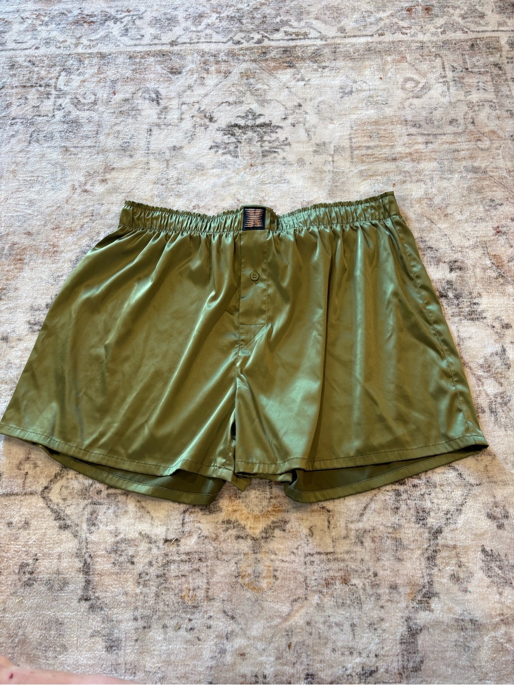 Savage X Fenty Satin Boxers Olive Green Mens Size XL